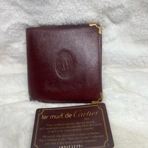 Cartier Leather Bifold Wallet with Gold-Toned Details